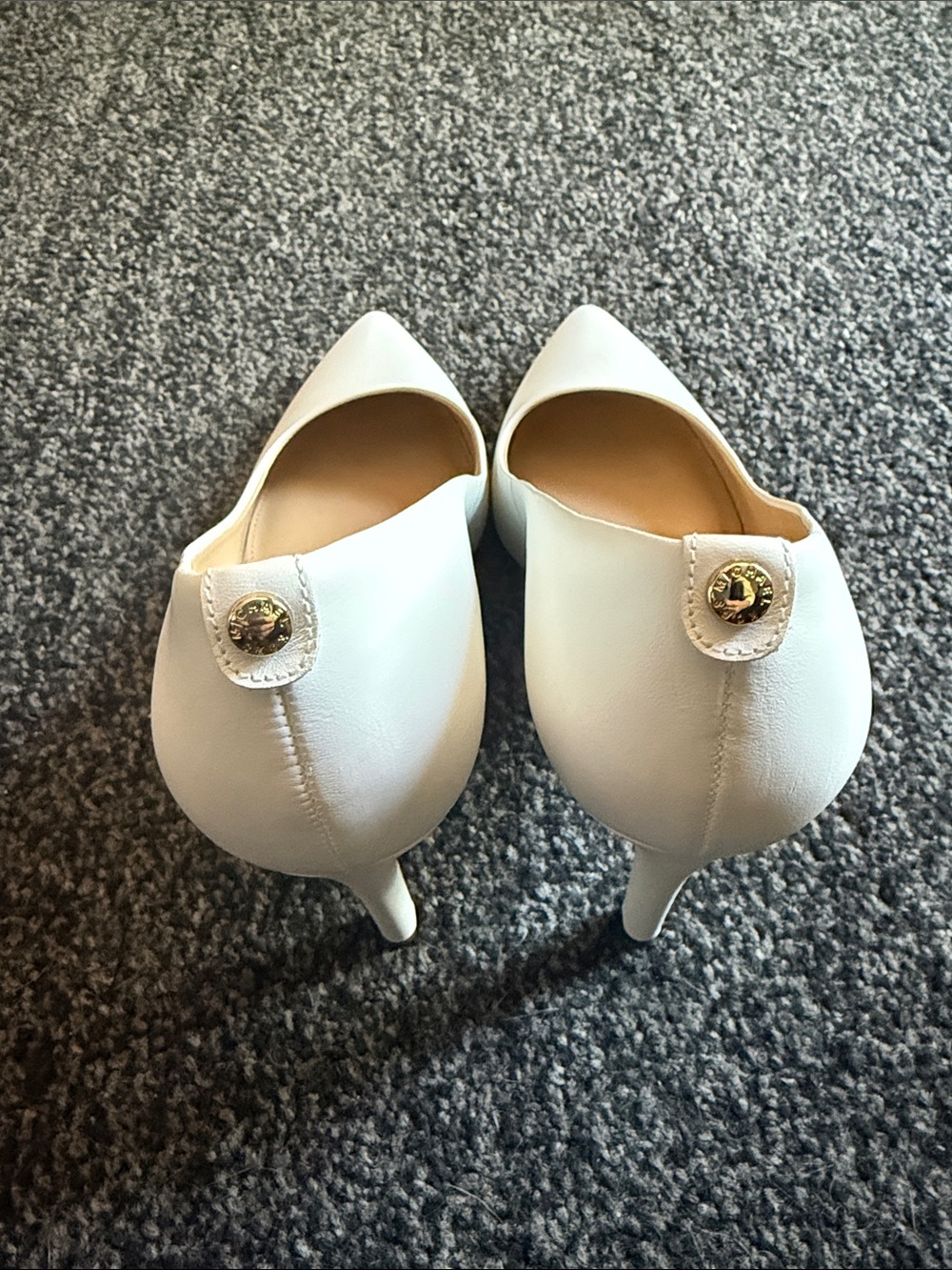Michael Kors White Leather Pointed Toe Heels - Picture 2 of 6